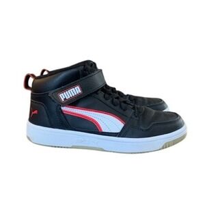 Puma Rebound LayUp High Top Sneakers‎ Black Red White Hook and Loop Size Kids 6C